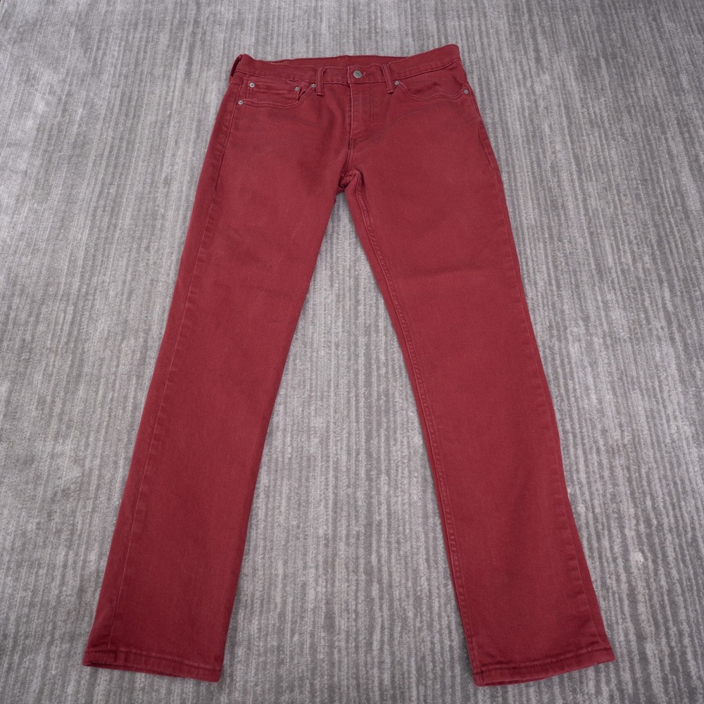 Levi's 511 Slim Fit Pants Mens 34x32 Burgundy Red Excellent Stretch Denim